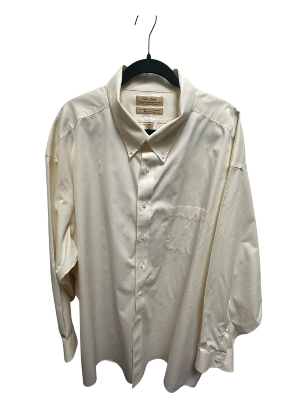 Roundtree & Yorke Gold Label Men's Cream Button-Down Dress Shirt